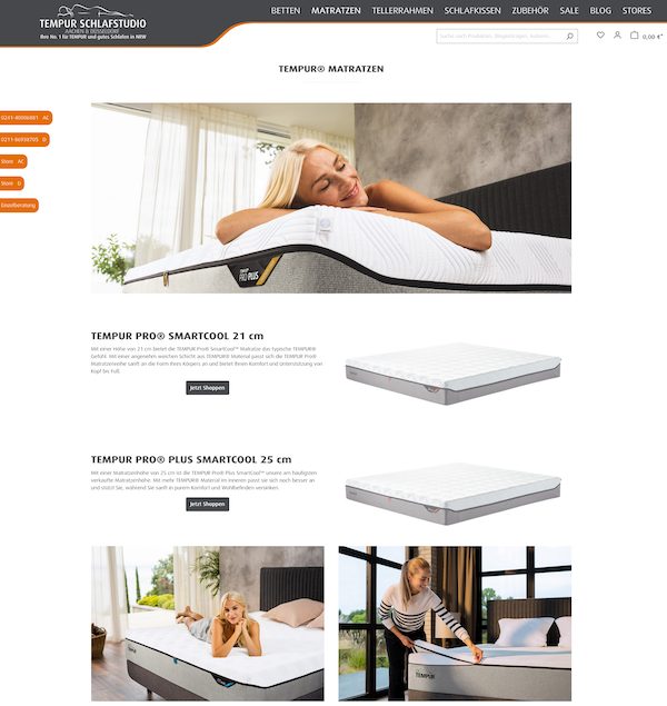 Referenz: Onlineshop Tempur Schlafstudio